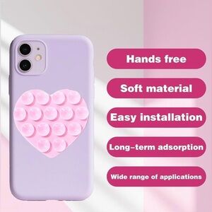 Pink Heart shape suction phone mount